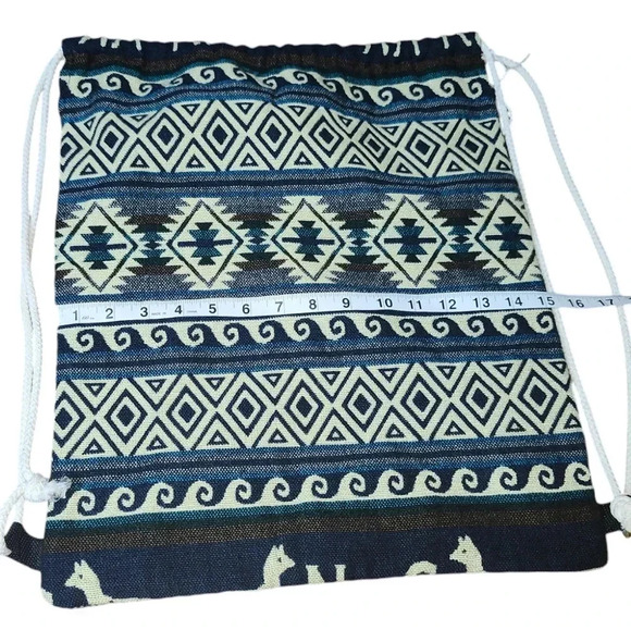 Boho Geometric Drawstring Backpack Tribal Print Cinch Sack for Gym, Travel - Picture 3 of 4